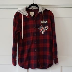 Women's Small XXI PLAID FLANNEL TOM BOY Hoodie